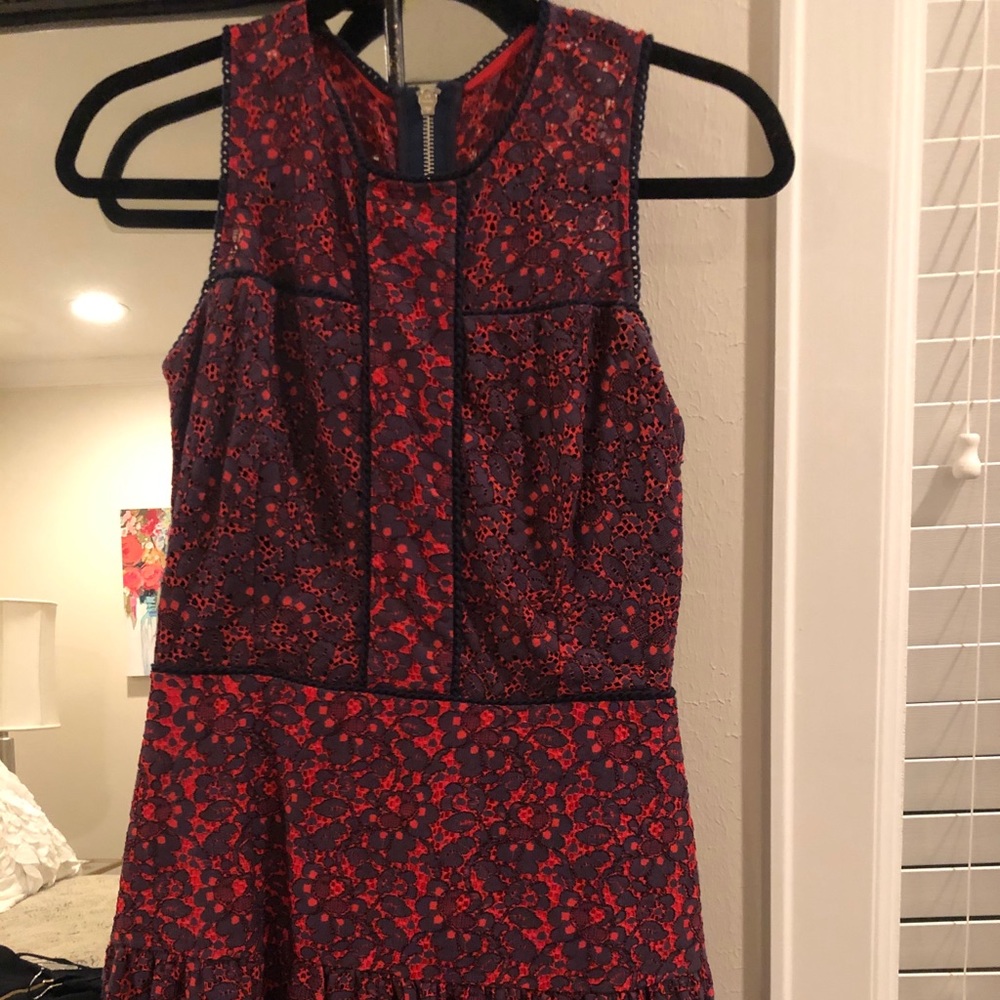 Blue and red lace dress
